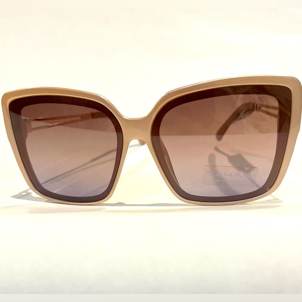 TAHARI Women’s TH894 | Oversized Retro Butterfly Cat-Eye Nude-Brown Sunglasses